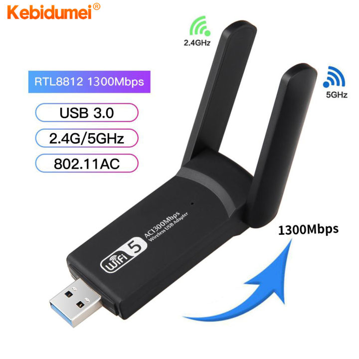 Kebidumei 1300Mbps Usb Wireless Network Card Dongle Antenna AP Wifi ...