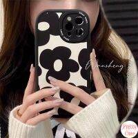 {On1ine 3C ดิจิตัล} เคสนิ่มรูปวงรีสำหรับ Samsung Galaxy A03 A03S A10S A13 A50 A50S A30S A51 A52 A21S A70 A31 A20S A71 A72 A32 5กรัม4กรัมลายดอกไม้สีดำขนาดใหญ่