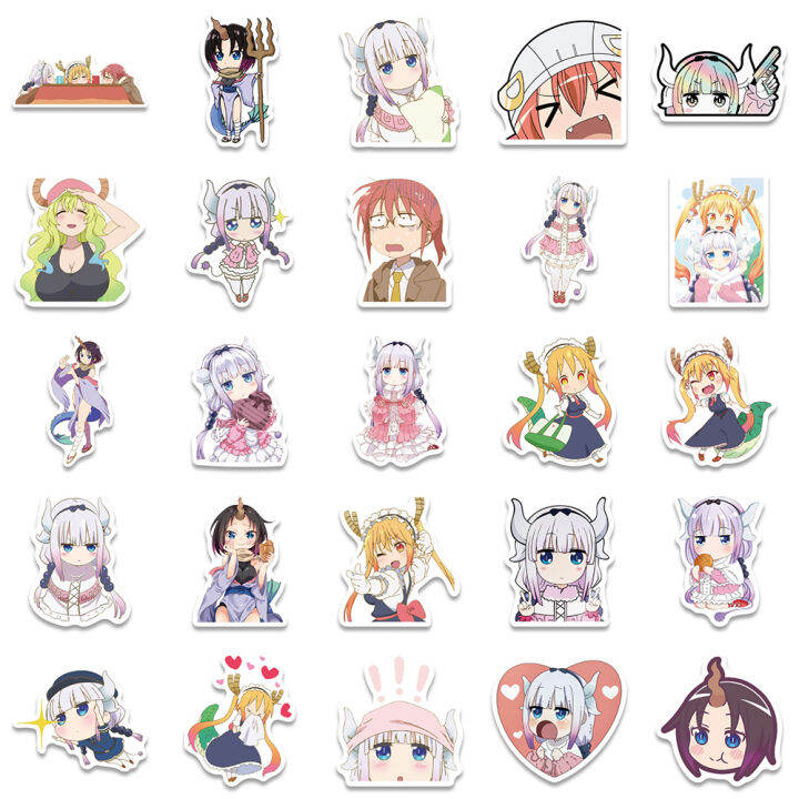 cute-anime-miss-kobayashis-dragon-maid-cartoon-stickers-laptop-skateboard-guitar-phone-fridge-waterproof-car-sticker-kid-toy