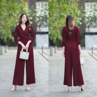 Aya_shop เสื้อผ้าผู้หญิง Jumpsuit สีแดง พร้อมส่ง