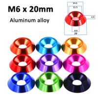 2-10pcs M6*20mm Aluminum Countersunk Washer Flat Head Screw Concave Conical Decorative Groove Gasket Toy DIY Retrofit Anodized Nails  Screws Fasteners