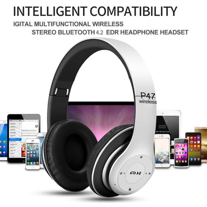 หูฟังบลูทูธ-ไร้สาย-p47-bluetooth-headphone-stereo-ใส่เมมได้-คุยโรทศัพท์-รับสายสนทนา