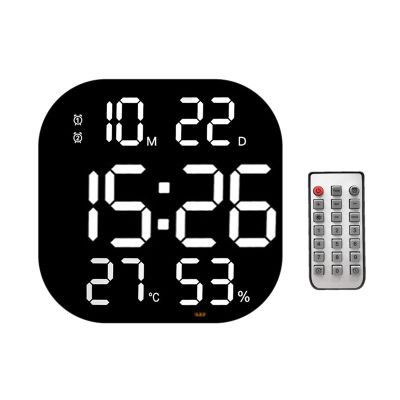 Large LED Digital Wall Clock Remote Control Temperature Date Week Display Adjustable Brightness Table Alarms Clock