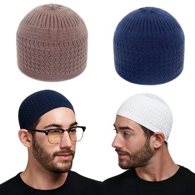 【YF】 Unisex Beanies Cap Warm Ramadan Jewish Kippah Homme Hat Winter Knitted Muslim Men Prayer Hats Mens Wrap Head Caps