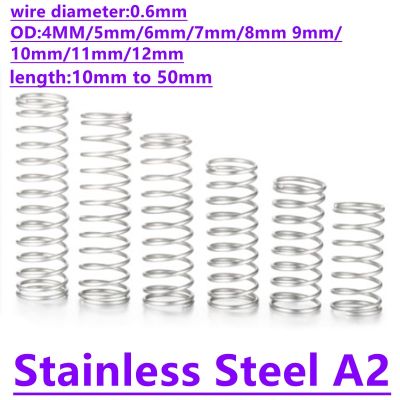 10-20pcs/lot 0.6mm Stainless Steel  Micro Small Compression spring OD  4mm/5mm/6mm/7mm/8/10mm length 10mm to 50mm Spine Supporters