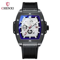 Barrel square rivets trendy cool high-end mens watch new calendar waterproof luminous trendy silicone band quartz watch --nb230704✷☍