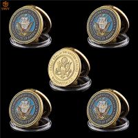 5Pcs/Lot USA Special Forces Great Seal US Department Of The Navy Gold Plated Military Challenge Token Medallion Value Coin GIft