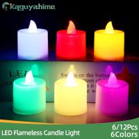 Kaguyahime 6/12Pcs LED Electronic Candle Confession Props Wedding Decoration Creative Small Wax Plastic Candle Light