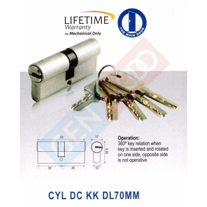 Silinder Kunci Pintu Dekkson Komputer Key CYL DC KK 70 MM SN Cylinder