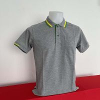 เสื้อโปโล Polo Shirt Plain Polo T Shirt Soft Pique Short Sleeve Tops For Men Side Vents สีเทา ปกคลีปเหลืองเขียว เนื้อผ้านุ่ม สวมใส่สบาย ซึ่งมีทั้งแบบชาย และแบบผู้หญิง