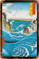 ป้ายดีบุกแบบย้อนยุค Utagawa Hiroshige Navaro Rapids ญี่ปุ่น Ukiyo E Art ญี่ปุ่นโปสเตอร์ศิลปะญี่ปุ่นแบบดั้งเดิมญี่ปุ่นเครื่องตกแต่งฝาผนังไม้บล็อกงานศิลปะทิวทัศน์ธรรมชาติที่ตั้งตกแต่งเอเชียหรือแขวนแสดงกรอบรูปไม้8X12นิ้ว