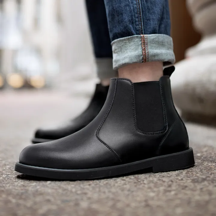 fortvivlelse Seaboard plantageejer Maden brand men Chelsea boots Beatles boots high to help British style  Martin boots boy boots trend wild male shoes in the help of matte leather  boots | Lazada PH
