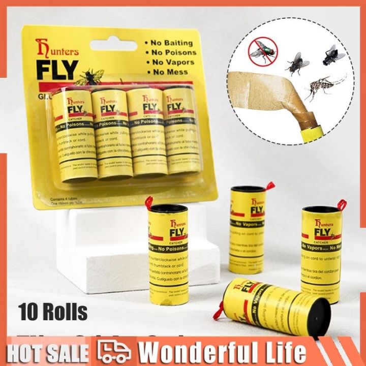 10 Rolls Fly Traps Ribbon Hanging Sticky Fly Trap Fruit Fly Gnat Trap ...