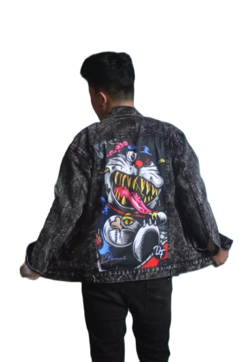 JAKET DENIM MOTIF GAMBAR BELAKANG DORA / JAKET GMABAR ANIME / JKAET