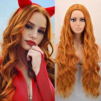 Synthetic Wigs Long Wave Wigs Orange Wig for Woman Heat-resistant Fiber Curly Wig Cosplay Halloween Natural Hair