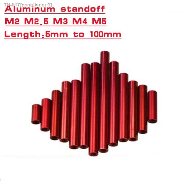 2-10pcs-lot-m3-red-aluminum-round-standoff-spacer-studs-m3x5-6-8-10-15-20-25-30-35-37-40-45-50-55-60-65-70-75-80-85-90-95-100