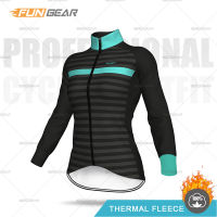 Winter Cycling Jersey Women Jacket Thermal Fleece Sweatshirt Lady Bicycle Long Sleeve Tops Ropa Ciclismo Female Bike Training