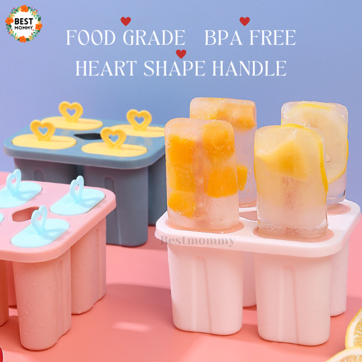 BESTMOMMY 6 Grid 4 Grid Quick Frozen Ice Cream Mold Juice Yogurt Jelly ...