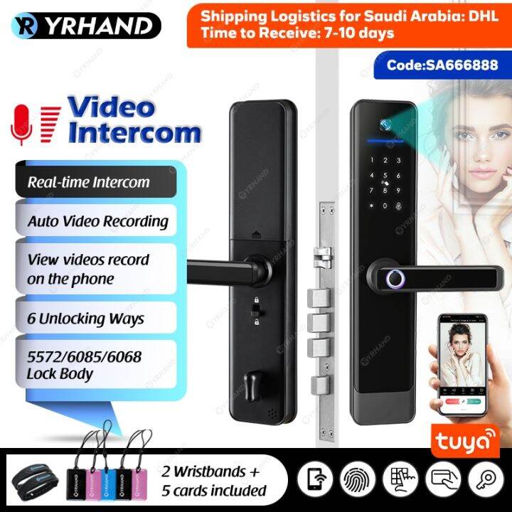 yrhand-tuya-ล็อควิดีโอ-wifi-อินเตอร์คอมอิเล็กทรอนิกส์ดิจิตอลรีโมตปลดล็อค-biometrics-กันน้ำสมาร์ทอินเตอร์คอมสำหรับบ้าน