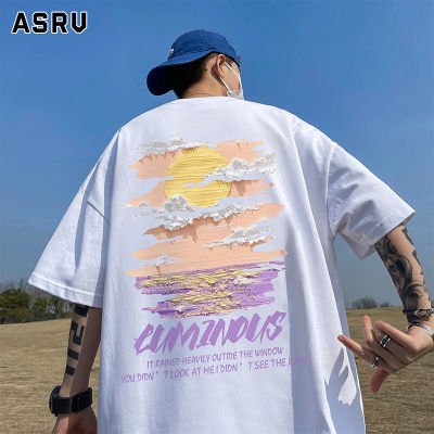 ASRV เสื้อยืดผู้ชาย เสื้อผ้าผู้ชาย t shirt for men เสื้อยืดผู้ชายวินเทจเสื้อยืดพิมพ์ลายคอกลมแขนขาสั้นแบบลำลองหลวม