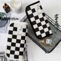 ◙ Large Capacity Pencil Case Black and White Checkerboard Grid Large High Value Storage Pencil Bag Student Canvas Stationery Box