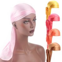 [HOT JILZKXLGWOQQ 121] Silky Satin Durag แถบคาดศีรษะยาวพิเศษ Du-Rag Pirate หมวก Turban หมวกผู้ชายผู้หญิง Silky Durags Bandanas อุปกรณ์เสริมผม