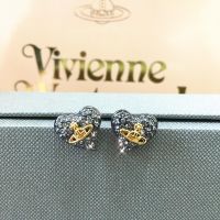 Vivienne Westwood Spot Viviennewestwood Counter Genuine West Queen Mother Black Heart-Shaped Gold Saturn Earrings Earrings