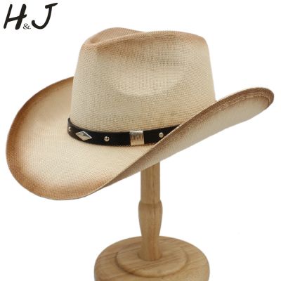 หมวกคาวบอยสานทําด้วยมือสําหรับผู้ชาย Western HAT Straw Beach Sun Sombrero Hat ขนาด 58 ซม. A0231-XSJ✑
