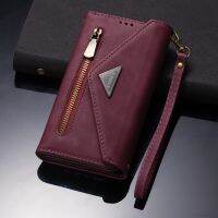 Zipper Wallet Leather Case for iPhone 14 13 Pro Max 12 Mini 11 X XR XS Max 8 7 6 6S Plus Se2022 Multi Card Solt Cover Hand Strap  Screen Protectors