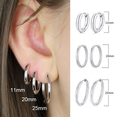 【YP】 Womens Minimalist Small Hoop EarringsStainless Round Ear Clip Jewelry Anti-allergy Punk Piercing Accessory