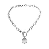AENSOA Golden Stainless Steel White Shell Pendant Necklace Titanium Steel Punk Collar Necklace Womens Fashion Jewelry Feminina