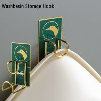 【CC】 Wall Mounted Organizers Punch-Free Washbasin Hooks Holder Storage Rack Shelves