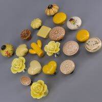 【LZ】✸❒  1PC Vintage Europe Ceramic Knobs Yellow colored Porcelain Pulls Handles for Kids Furniture Wardrobe cabinet Doors drawer Knobs