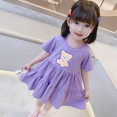 2023 New Girls Summer Cute Dress Western Style Childrens Short Sleeve Baby Girl Skirt Korean Princess Dress Trendy vld6
