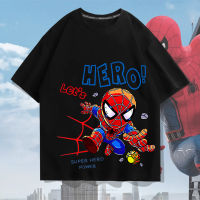 Spidermans เสื้อยืดแขนสั้นชายและหญิงวัยรุ่นนักเรียนผ้าฝ้ายหลวมแขนครึ่งเด็กเสื้อผ้า0000