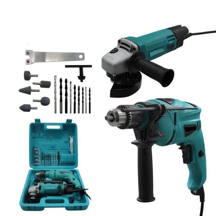 2 in 1 Drill + Angle Grinder Combo Set Professional Power Tools Cutting