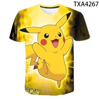 ใหม่สไตล์ผู้ชายเสื้อผ้าอะนิเมะโปเกมอนอุปกรณ์ต่อพ่วง Pikachu 3D แบบพิมพ์เสื้อยืดคนรักฤดูร้อนหลวมแขนสั้น