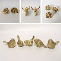 【LZ】✚✠  Gold Furniture Handle Door Knobs Solid Brass Bull Head Bird Handles for Cabinet Kitchen Cupboard Wardrobe Closet Drawer Pulls