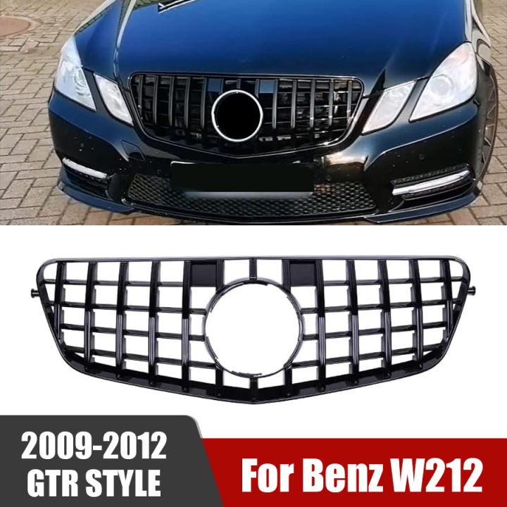 รถกันชนหน้ากระจังหน้าสีดำสีเงินแข่งย่าง-gtr-สไตล์สำหรับ-benz-e-คลาส-w212-2009-2012อุปกรณ์รถยนต์