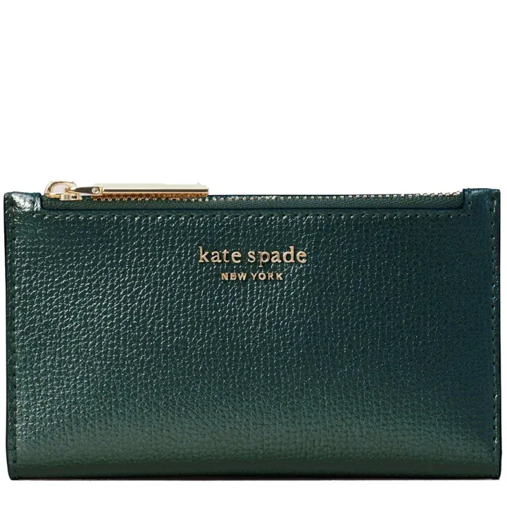 Kate Spade Sylvia Small Slim Bifold Wallet in Deep Evergreen Metallic |  Lazada Singapore