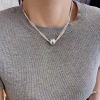 Original 925 silver round bead multi-layer necklace womens light luxury high-end clavicle chain 2023 new summer necklace niche design