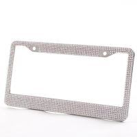 Crystal Bling License Plate Frame Stainless Steel Frames Car License Plate Cover for Men Women White Pink Black