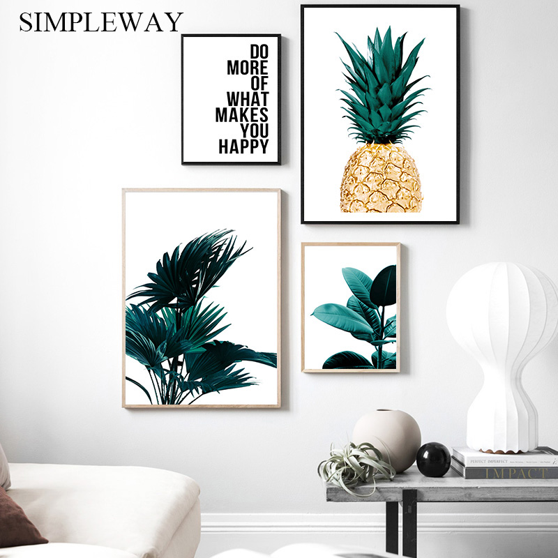 Pineapple Motivational Nordic Poster Wall Art Canvas Prints Scandinavia Picture 