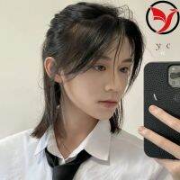 -（จัดส่งในพื้นที่）Wolf Tail Fake Head Mens Mid-Section Mens Long Head Mullet Head Full Headgear[จัดส่งที่รวดเร็ว]