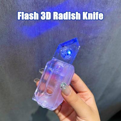 DSJ】3D แฟลชแครอทมีดแรงโน้มถ่วง,ของเล่นเด็กกดคลายเครียดกดการ์ดของเล่นขนาดเล็กเรืองแสงพิมพ์3D มีดแครอทพลาสติก