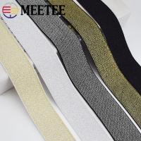 2/5/10meters Meetee 10 50mm Gold Silver Silk Elastique Band Glitter Rubber Webbing DIY Waistband Dress Belt Sewing Accessories