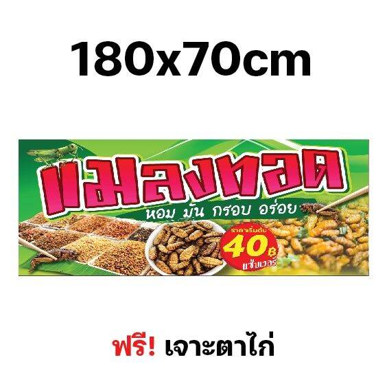 ป้ายแมลงทอด-ป้ายไวนิลแมลงทอด-ป้ายไวนิล-หลายขนาด-ผ้าหนาถึง390แกรม-ผ้าหนา-สีสดเข้ม-ใช้ทน-พิเศษเจาะตาไก่ฟรี