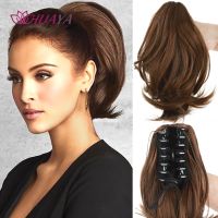 HUAYA Synthetic Claw Clip Ponytail Hair Extensions Short Straight Natural Tail False Hair For Women Horse Tail Black Hairpiece Wig  Hair Extensions  P