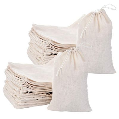 100 Pack Cotton Muslin Bags Multipurpose Drawstring Bags for Tea Jewelry Wedding Party Favors Storage (4 x 6 Inches)