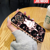 เคส JIUMOO สำหรับ Huawei Nova 8i Honor 50 Lite เคสการ์ตูน Happy Rabbit ใหม่กรอบสี่เหลี่ยมเคสชุบซิลิก้าเจลกันกระแทกเคสมือถือเลนส์กล้องถ่ายรูปฝาครอบป้องกัน